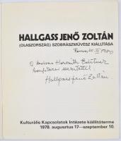 1978-1980 Hallgass Jenő (1912-1980) szobrászművész 2 db kiállítási katalógusa, a művész által dediká...