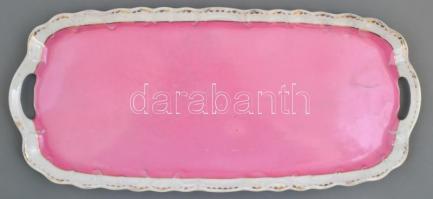 Viktória porcelán süteményes kínáló készlet. 6+1 db. Jelzett, kopott