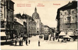 Budapest IX. Iparművészeti Múzeum, Üllői út, villamos, Valéria kávéház, gyógyszertár, üzletek