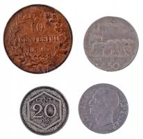Olaszország 1893BI 10c Cu + 1918. 20c Cu-Ni + 1941. 20c Ni + 1921. 50c Ni T:2-
Italy 1893BI 10 Cent...