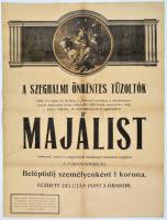 1908 Szeghalmi önkéntes tűzoltók majálisát hirdető plakát, restaurált, 80×58 cm