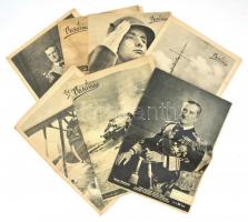 1940-1944 Képes Vasárnap 7 száma, 2 számon Horthy Miklóssal, benne 2 hiányos számmal, gazdag képanyaggal illusztrált, benne háborús fotókkal is. Változó állapotban, 1 foltos.