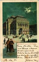 1907 Budapest VI. Magyar kir. operaház, este, litho (EK)