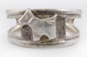 Ezüst(Ag) kutyusos gyűrű, jelzett, állítható méret, kb. 49, nettó: 1,5 g