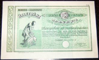 1928. "Hangya Termelő-Értékesítő és Fogyasztási Szövetkezet" üzletrésze 100P-ről, szelvényekkel