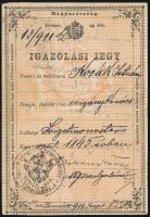 1911 Igazolási jegy cigánykovács részére