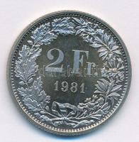 Svájc 1981. 2Fr Cu-Ni T:1 (eredetileg PP) Switzerland 1981. 2 Francs Cu-Ni C:UNC (originally PP) Krause KM#21a.1