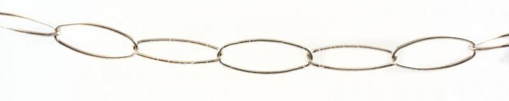 Ezüst(Ag) ovális szemű nyaklánc, jelzett, h: 48 cm, nettó: 4,7 g