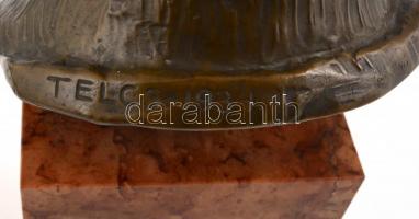 Telcs Ede (1872-1948): Testvére, Telcs Arnold portréja. Bronz, jelzett: Telcs 1934, önt. Szili. Márv...