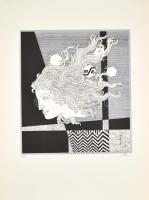 Szász Endre (1926-2003): Női arc. (Emese). Szitanyomat, papír, számozott (42/100), jelzett, felcsava...