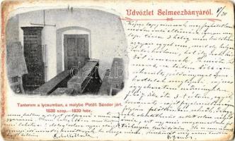 1900 Selmecbánya, Banská Stiavnica; Tanterem a lyceumban, amelybe Petőfi Sándor járt 1838 szept-1839 febr. Joerges 21. / classroom in the school where Petőfi went (EK)