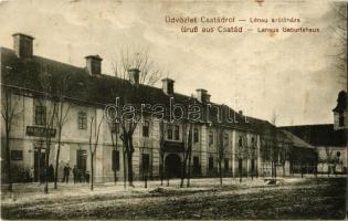 1916 Csatád, Cetad, Lenauheim; Lénau szülőháza, Wilhelm Jakab áruraktára. Ludwig Mátyás kiadása / Lenaus Geburtshaus / birth house of Nikolaus Lenau, shop + "M. kir. 19/II. npf. munkás osztag"  (EK)