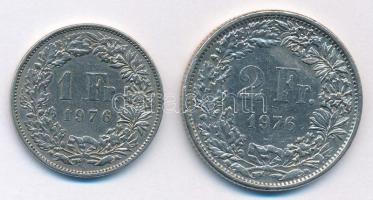 Svájc 1976. 1Fr Cu-Ni + 2Fr Cu-Ni T:1,1- Switzerland 1976. 1 Franc Cu-Ni + 2 Francs Cu-Ni C:UNC,AU Krause KM#24a.1, KM#21a.1