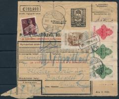 1946 Csomagszállító levél Cs.10-2/80f bérmentesítéssel + 720P okirati illeték bélyeggel