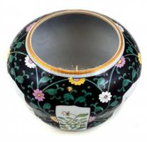 Herendi Siang Noir mintás kaspó, kézzel festett, jelzett,  apró kopásnyomokkal, m: 7,5 cm, d: 10,5 c...