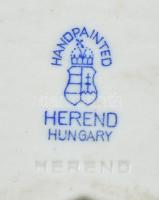 Herendi virágmintás porcelán tálka, jelzett, kézzel festett, kopásnyomokkal,  9x13 cm