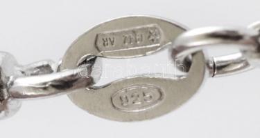 Szürke gumi karkötő, ezüst(Ag) elemekkel, jelzett, h: 19 cm