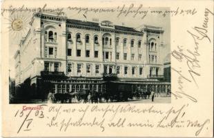 1903 Temesvár, Timisoara; Első Takarékpénztár, Schenk F. kávéháza, Wolf József étterme és sörháza / savings bank, cafe, restaurant and beer hall