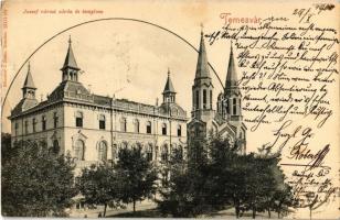 1900 Temesvár, Timisoara; Józsefváros, zárda és templom, De Notre Dame Felsőbb leányiskola / Iosefin, nunnery and church, girl school
