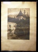 Fábián Gyula (1884-1955): A kőszegi vár udvara, szignált rézkarc 35x50cm keretben