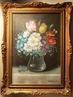 XX. század első fele Székelyhidy A. jelzéssel: Virágcsendélet; olaj, vászon 50x60cm keretben