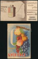 cca 1935 Garamvölgyi Kálmán grafikus, reklámtervező saját magát reklámozó, kihajtható nyomtatványa + egy általa tervezett ismert képeslap, jó állapotban