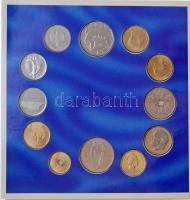 Vegyes 15db-os fémpénz tétel, válogatás az Euróra átálló országok forgalmi érméiből European Community Coin Collection feliratú karton dísztokban, az országok angol nyelvű leírásával T:1,1-
