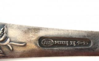 Régi ezüstözött alpakka evőeszköz készlet, cirill betűkkel jelzett (orosz?),  össz. 24 db (6 db kaná...