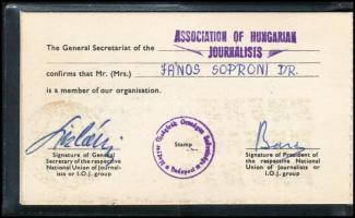 cca 1971 Fényképes nemzetközi sajtó igazolvány