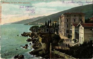 1905 Abbazia, Opatija; Vor dem Hotel Quarnero / hotel, shore (r)