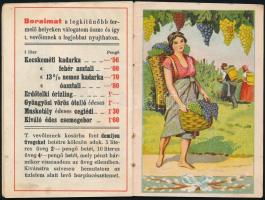 1930 Grünfeld József húsvéti előny italárjegyzéke, színes, litografált, illusztrált borítóval, és sz...
