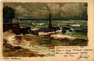 1902 Abbazia, Opatija; Madonetta / monument, shore. Kuenstlerpostkarte No. 1135. von Ottmar Zieher Kunstanstalt litho s: Raoul Frank (EK)