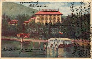 1927 Abbazia, Opatija; Pensione Maria Zawojski / hotel, beach, shore (fl)