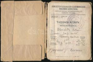 1929 Keresztényszocialista Szabómunkások Országos Szövetségének tagsági könyve, rossz, széteső állapotban