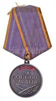 Szovjetunió 1938-1991. "Kitüntetés Katonai Szolgálatért" jelzetlen Ag kitüntetés mellszalaggal, hátlapon számozással T:2 Soviet Union 1938-1991. "Medal for Battle Merit" unmarked Ag medal with ribbon C:XF