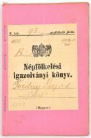 1898 Budapest, népfölkelési igazolványi könyv