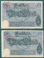 Német Birodalom/Weimari Köztársaság/Annaberg 1918. 5M (2x) hivatalos érvénytelenítéssel, 2klf T:II
