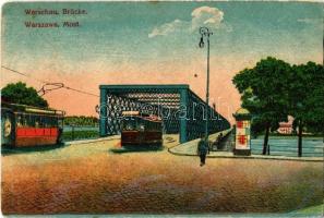 1915 Warszawa, Warschau, Warsaw; Brücke / Most / bridge, tram (EK)