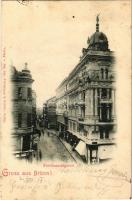 1899 Brno, Brünn; Ferdinandsgasse / street view, shops. Verlag v. Em. Jac. Friedmann & Brüder (fl)