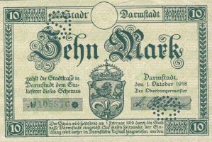 Német Birodalom/Weimari Köztársaság/Darmstadt 1918. 10M T:II+