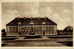 1933 Komárom, Komárnó; M. kir. állami polgári fiú és leányiskola / girl and boy school (EK)