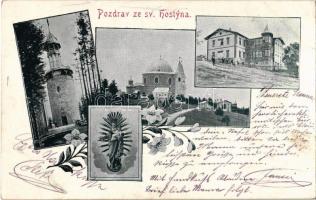 1900 Hostyn, Svaty Hostyn; church, pilgrimage site. Art Nouveau, floral