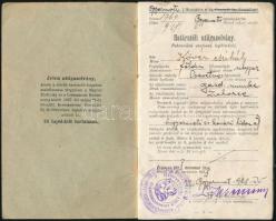 1928, 1930 2 db határszéli úti igazolvány magyar-csehszlovák viszonylatban Kövér Anna és Kövér Mihál...