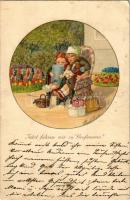 1927 Jetzt fahren wir zu Großmama! / Children art postcard. August Rökl Nr. 1440. s: Pauli Ebner (EK)