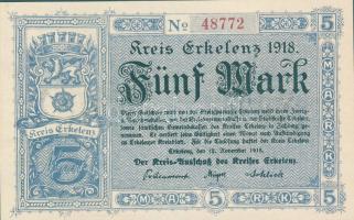 Német Birodalom/Weimari Köztársaság/Erkelenz 1918. 5M T:I