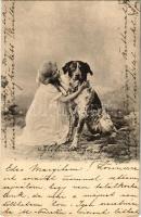 1902 Girl with dog