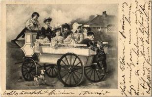 1905 Children going for a ride, dog