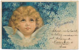 Vergiss mein nicht / Angelic child, litho (cut)