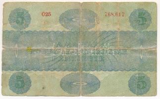 1919. 5K "Osztrák-Magyar Bank..." előlapján gúnyrajz T:IV,V összeragasztva Adamo K8