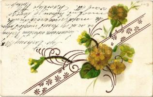 1901 Floral decorated litho greeting postcard (EK)